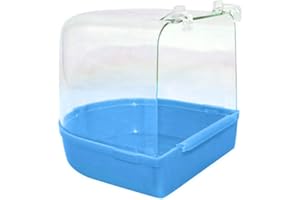 shlutesoy Hanging Bird Bath Cube Bird Bathtub Bath Shower Box Bowl Cage Pet Bird Parrot Transparent Bathing Tub Bathtub Shower Box Hanging Cage Decor Blue