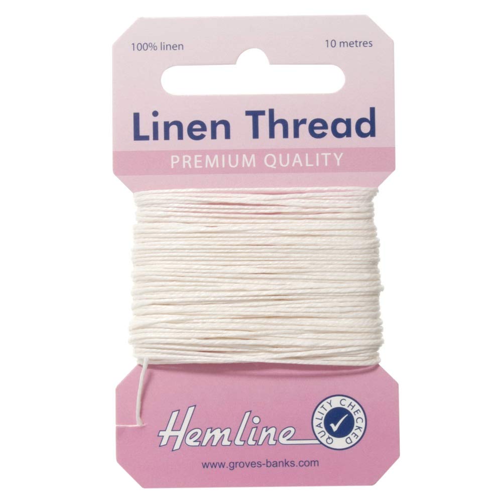 Hemline Strong Linen Thread for Sewing and Repair of Canvas, Upholstery, Saddlery and Heavy Fabrics - Colour White - 2 x 10m Cards