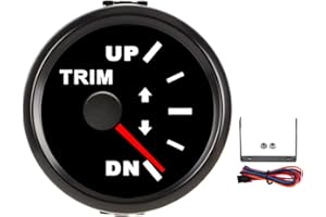 Aramox Marine Trim Gauge, 52mm/2in Boat Trim Balance Gauge Meter UP DN, IP67 Waterproof with Red Backlight for Yacht