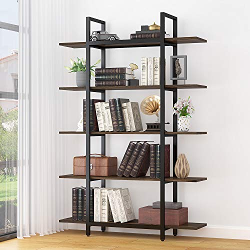 ELEGANT Bookshelf, 5Tier Industrial Wood Bookcase,Open Vintage