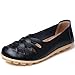 CIOR Women's Genuine Leather Loafers Casual Moccasin Driving Shoes Indoor Flat Slip-on Slippers,M556,Black,40