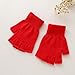 Unisex Plain Basic Fingerless Winter Gloves Red