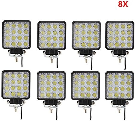 Lumitek 8PCS 48W Led Work Lights 4inch Square Off-road Lights Flood Led Light Pods Waterproof Driving Fog Lights For Trucks,Off road Vehicle, ATV, SUV, UTV, 4WD, Boat