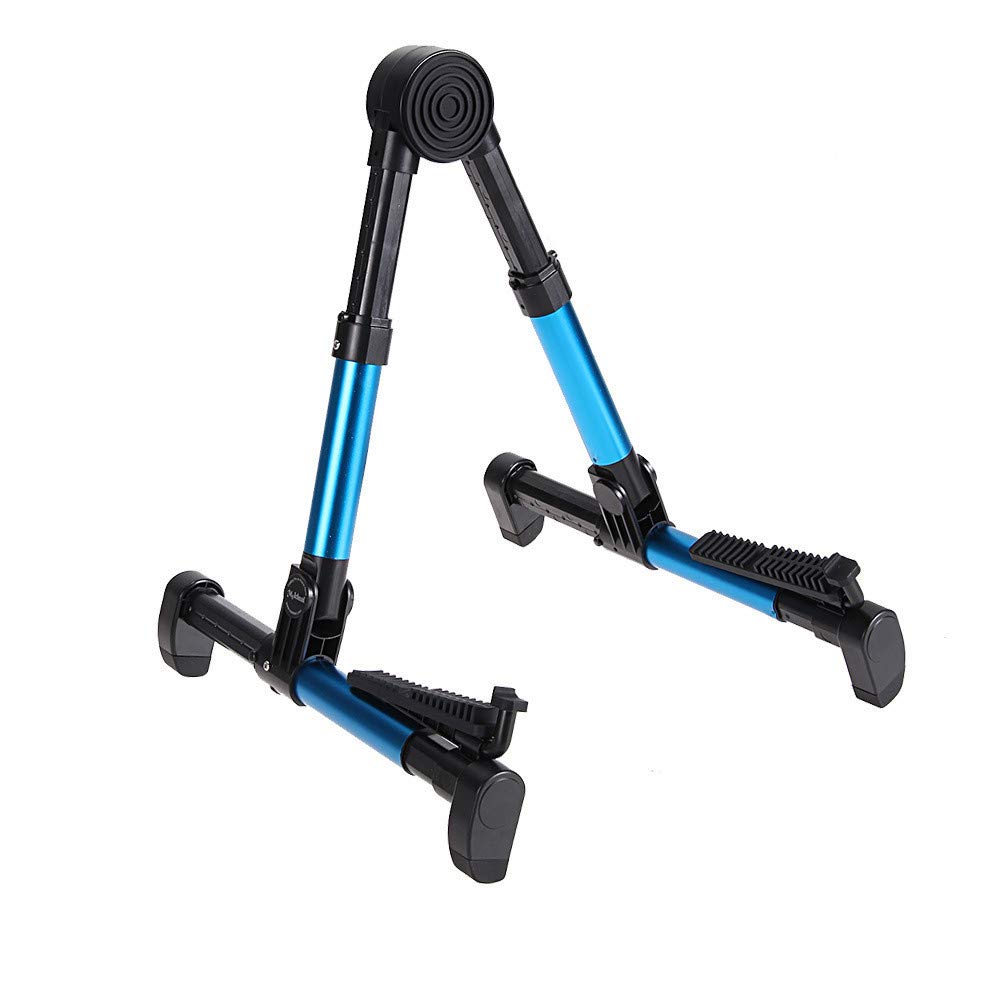 JOMA E-Shop Universal Folding A-Frame Guitar Stand, Portable Lightweight Guitar Holder for Acoustic/Electric/Classical Guitars, Violin, Ukulele, Bass (Blue)