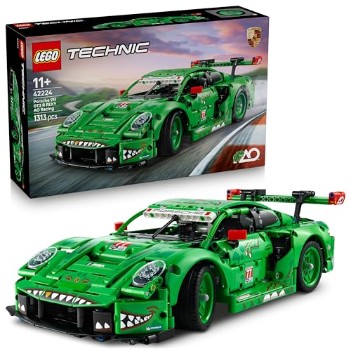 Technic Auto Porsche 911 GT3 R REXY AO Racing - Macchina Giocattolo - Kit di Modellismo con Motore a 6 Cilindri, Trazione Posteriore e Design da Dinosauro - Regalo per Bambini da 11 Anni - 42224