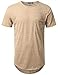 URBANCREWS Mens Hipster Hip Hop Melange Longline Pocket T-Shirt Khaki, M