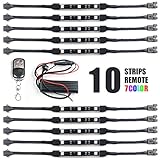LYLLA 10 Pcs Motorcycle LED Light Kit Multi-Color Accent Glow Neon Strips Lights with Remote Controller Switch for Polaris Slingshot Harley Davidson Honda Suzuki BMW