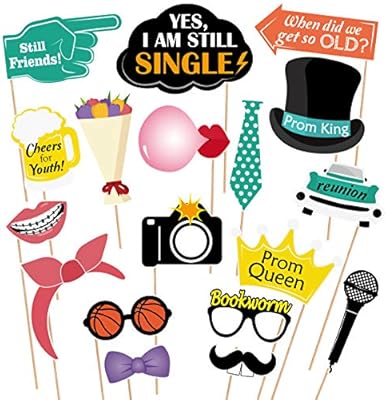 Amosfun Class Reunion Photo Booth Props Kit High School Class