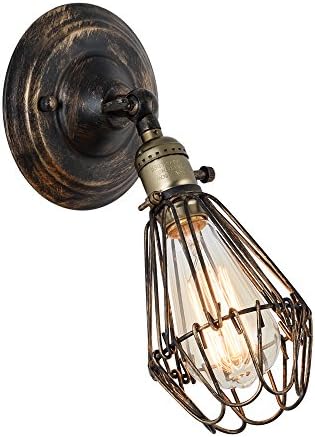 Retro Wall Lights Adjustable Opening Closing Cage Vintage Industrial Wall Lamp Socket with Switch Metal Indoor Lighting Fixture ;Moonkist (Oil Rubbed Bronze)