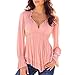 SUNNOW Women's V-Neck Long Sleeve Casual Loose T-shirt Blouse Top