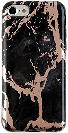 Black Marble iPhone 7 case Rose Gold Chrome Cover by Velvet Caviar Cute Case for Girls