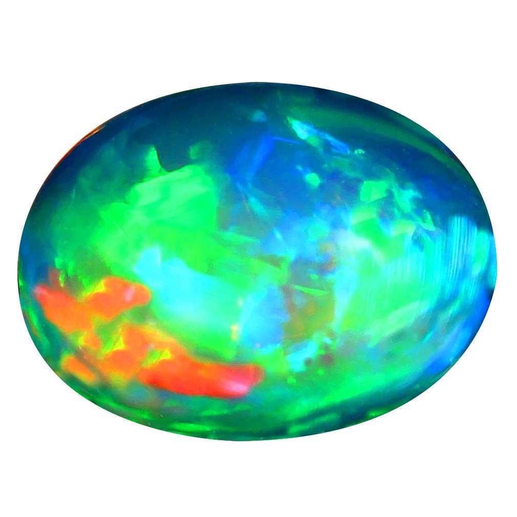 1.80 ct Oval Cabochon Cut (11 x 8 mm) Ethiopian Play of Colors Rainbow Opal Natural Loose Gemstone