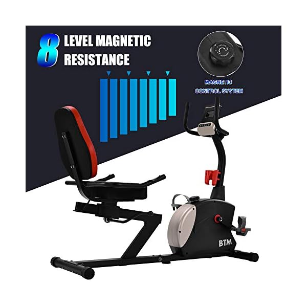 Indoor Recumbent Exercise Bike with Pulse, Stationary Cycling Bike with Bluetooth, 8Level Magnetic Resistance…