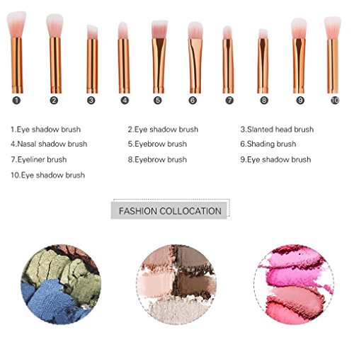 Hmlai Hot Sale 10pcs/set Makeup Brush Set Eye Shadow Contour Eye Lip Brush Cosmetics Blending Brush Tool (D)