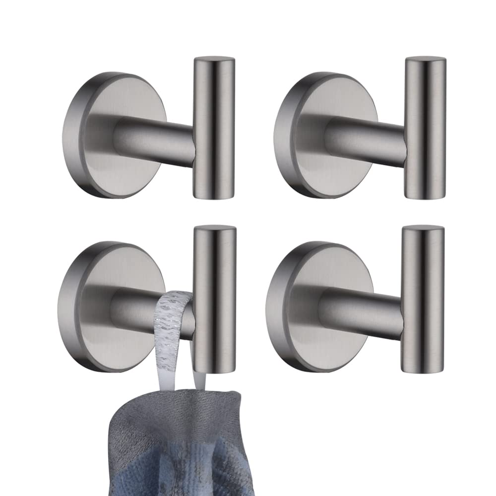 Photo 1 of JQK Bathroom Towel Hook, Coat Robe Clothes Bath Wall Hooks for Kitchen Garage SUS 304 Stainless Steel Thick 0.8mm, 4 Pack Brushed Finish, TH100-BN-P4