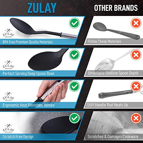 Zulay Nylon Serving Spoon Cooking Spoon With 410°F Heat Resistant