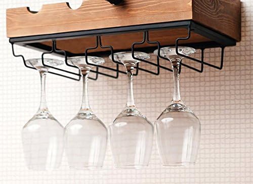 Metal Bar Stemware Storage Racks For 12 Glasses Kenley Wall Mounted Modern Wine Rack With Glass Holder Rustic Wood Horizontal Floating Hanging Shelf For 4 Bottles Wine Racks Cabinets Kitchen