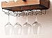 Kenley Wall Mounted Modern Wine Rack with Glass Holder - Rustic Wood - Horizontal Floating Hanging Shelf for 4 Bottles - Metal Bar Stemware Storage Racks for 12 Glasses