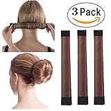 3 Pack Magic Hair Styling Disk Donut Bun Maker Former Foam French Twist Hairstyle Clip Fashion DIY Doughnuts Hair Bun Making Curler Roller Tool, Hair Band Accessory Red Brown