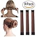 3 Pack Magic Hair Styling Disk Donut Bun Maker Former Foam French Twist Hairstyle Clip Fashion DIY Doughnuts Hair Bun Making Curler Roller Tool, Hair Band Accessory Red Brown