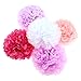 Pink Tissue Paper Flowers Pom Poms Set - 20pc Assorted Sizes for Wedding Birthday Baby Shower Party Decorations - Light Pink, Purple, Rose, White Backdrop Decor Kit