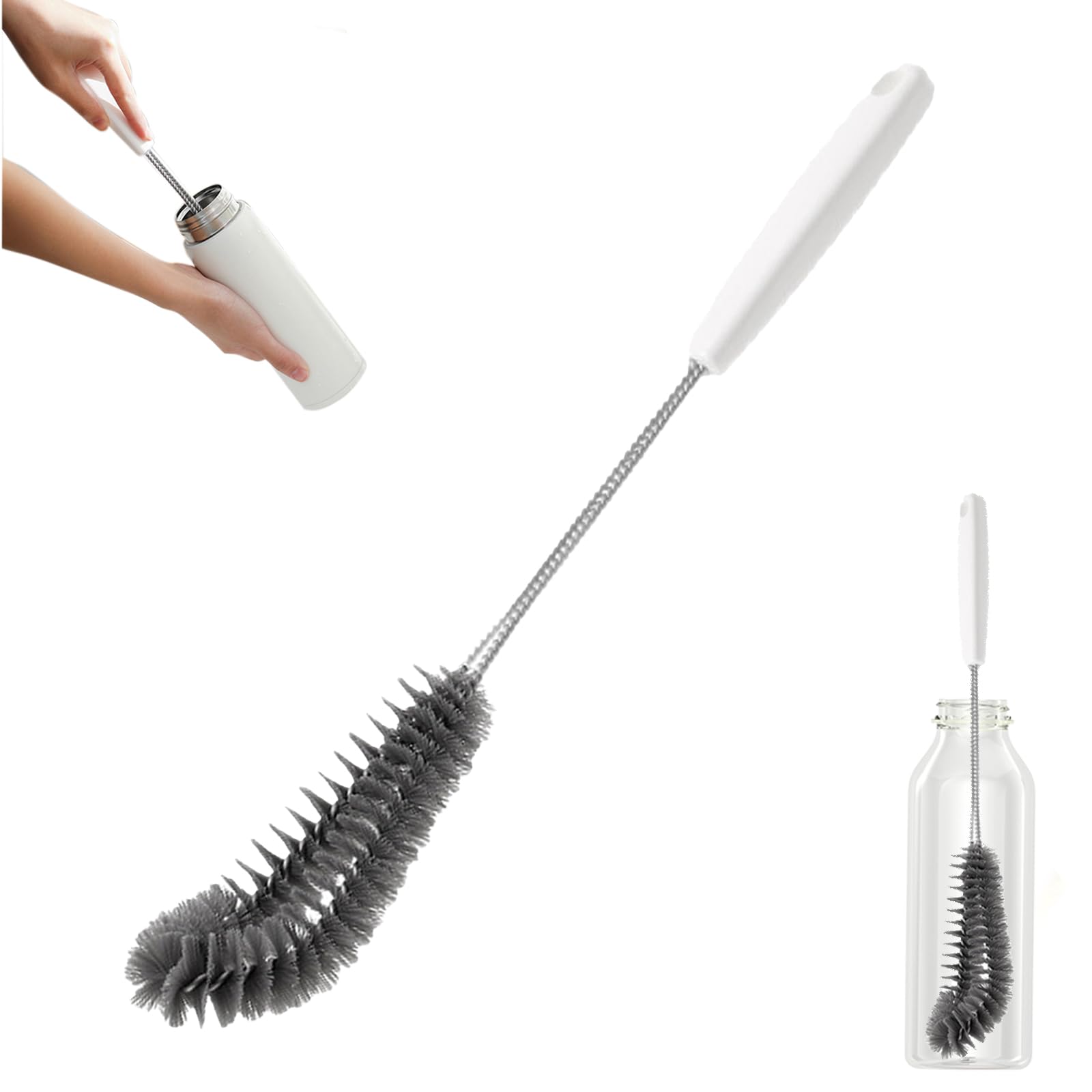 Photo 1 of 16 inches Long Handle Black Bottle Cleaning Brushes - Perfect for Baby Bottles, Sports Bottles, Glassware, Mugs, Jars, and Stemware (1-pc)