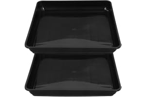 DOITOOL 2 Pcs 16 Inch Square Plant Saucer, Black Plastic Plant Tray for Flower Pots Indoor Outdoor, Large Base Planter Drip T