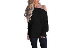 Lacozy Women's Off The Shoulder Tops Casual Long Sleeve Shirt Oversized Knit Pullover Sweater