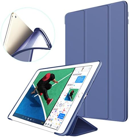 iPad Mini Case, SUPSTAR Shockproof Case Slim lightweight Smart-shell Stand Magnetic PU Leather [Auto Sleep/Wake] with Flexible Soft Solicone Back Cover for Apple iPad Mini 3/2/1 (Navy Blue)