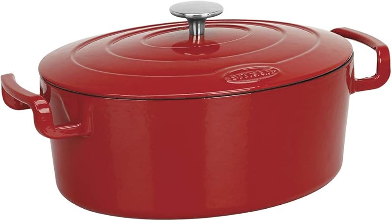 Cocotte ovale en fonte émaillée 33 cm de long rouge cerise 4,9 L Cocotte ovale en fonte émaillée 33 cm de long rouge cerise 4,9 L