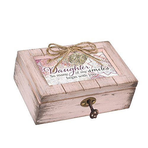 Cottage Garden Daughter Smiles Blush Pink Distressed Locket Petite Music Box Plays You are My Sunshine