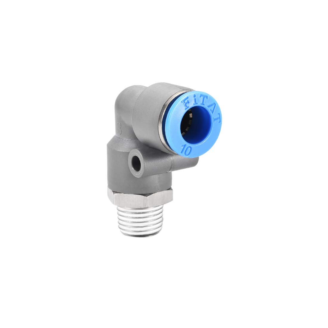 sourcing map Elbow Push to Connect Air Fittings 10mm Tube OD X 1/4PT Male Thread Pneumatic Quick Release Connectors Grey