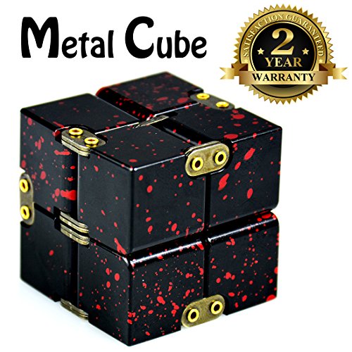 UPC 709327752004, Metal Infinity Cube Black Aluminum Alloy Red Blood Fidget Pressure Reduction Toy