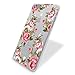 CasesByLorraine Compatible with iPhone SE 2020 / iPhone 8 / iPhone 7 Case, Red Rose Floral Flower Clear Transparent Slim Hard Plastic Cover for iPhone SE 4.7