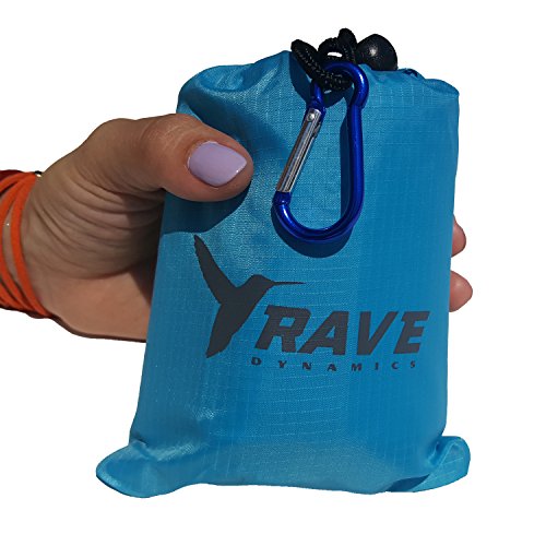 High-End Pocket Blanket- Top Compact Waterproof Outdoor Folding Blanket- Best Lightweight Picnic Beach Picnic Blanket In A Bag For Travel Hiking Cycling Festivals- Ideal Gift -RAVE Dynamics(BLUE)