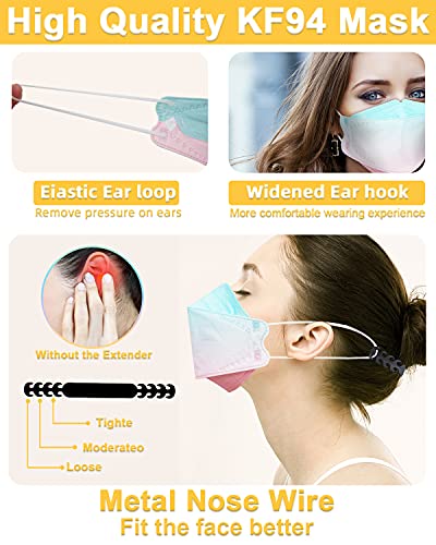 KF94 Mask for Women Men, 20 Packs Assorted Color Masks Individually Wrapped, Disposable Colorful Printed Mask Comfortable Fit for Adult, 4-Ply Breathable Mask with Adjustable Ear Loops
