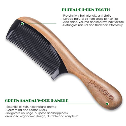 No Static Hair Comb Pureglo Detangling Fine Tooth Wooden Hair