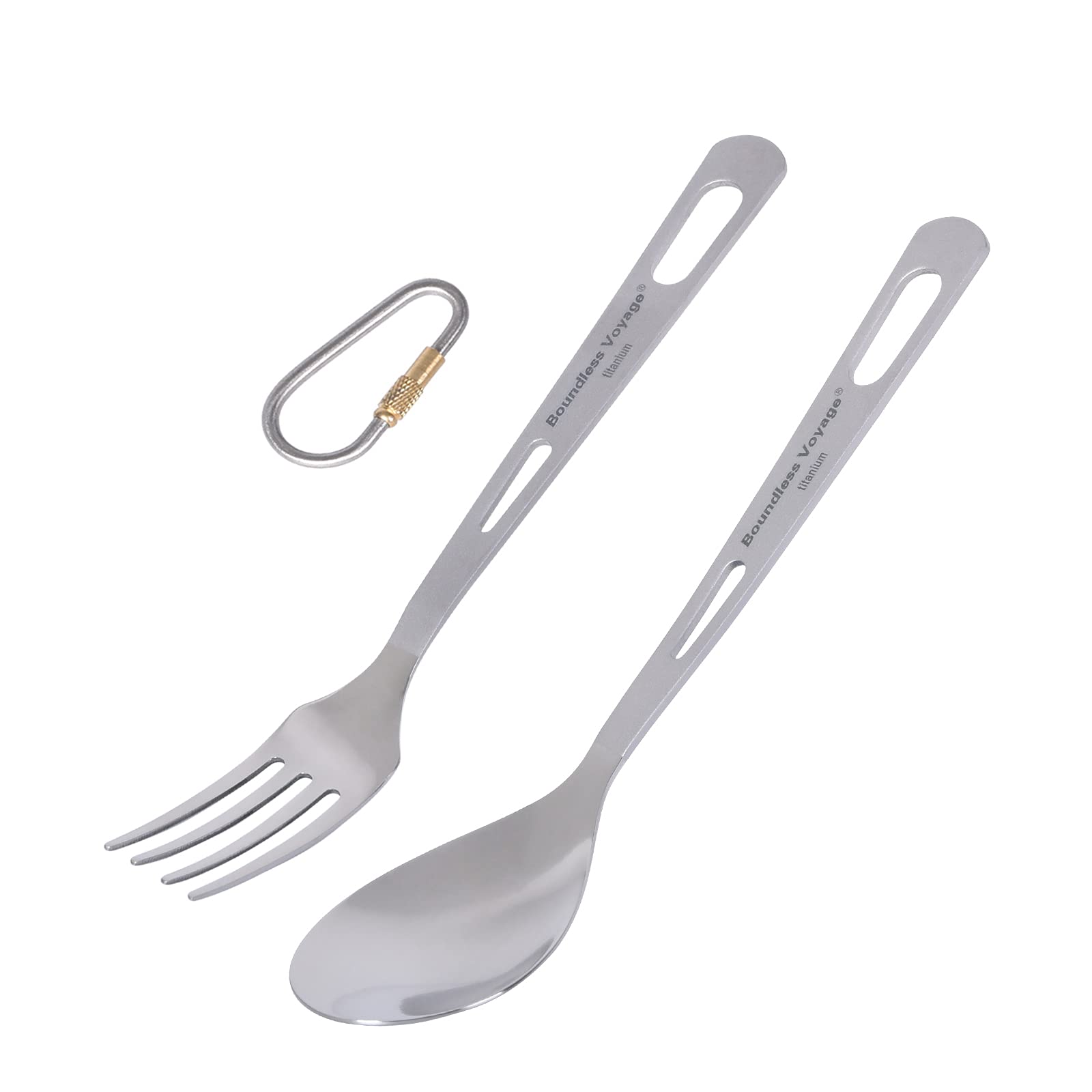 iBasingo Titanium Cutlery Set Camping Fork Spoon Indoor Outdoor Ultralight Reusable Tableware Portable Travel Picnic Flatware Backpacking Kitchen Dinnerware (2 pcs/Set Ti1048T)