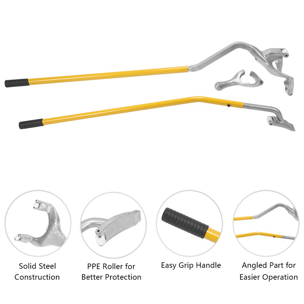 TUFFIOM Tire Mount Demount Tool Kit Steel Manual Tire Changer w/Bead Keeper, Tubeless Truck Bead