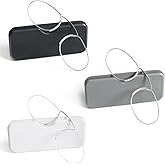 MMOWW 3 Pack Slim Armless Reading Glasses with Portable Cases for Women Men, Pocket Size Small Readers Comfortable Nose Pads