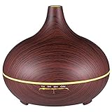 VicTsing 300ml Essential Oil Diffuser, Wood Grain Ultrasonic Aroma Cool Mist Humidifier for Office Home Bedroom Baby Room Study Yoga Spa (Redwood Brown)