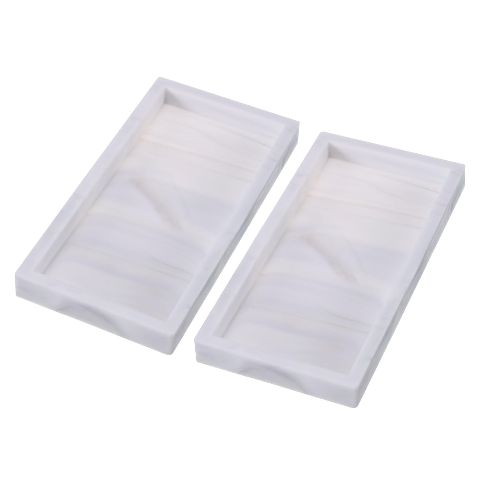PATIKIL Silicone Bathroom Tray, 2 Pcs 8" x 4" Soap Dispenser Tray Jewelry Organizer Dish for Restroom, Dresser, Counter, for Jewelry, Coin, Key, White