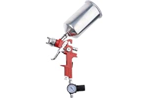 Yescom 1.4mm HVLP Air Spray Gun Gravity Feed Air Regulator for Auto Paint Primer Basecoat Clearcoat 1000cc Aluminum Cup