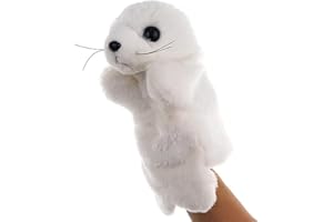 ZUXUCUVU Plush Seal Hand Puppets Stuffed Ocean Animals Toys for Kids Imaginative Pretend Play Storytelling White