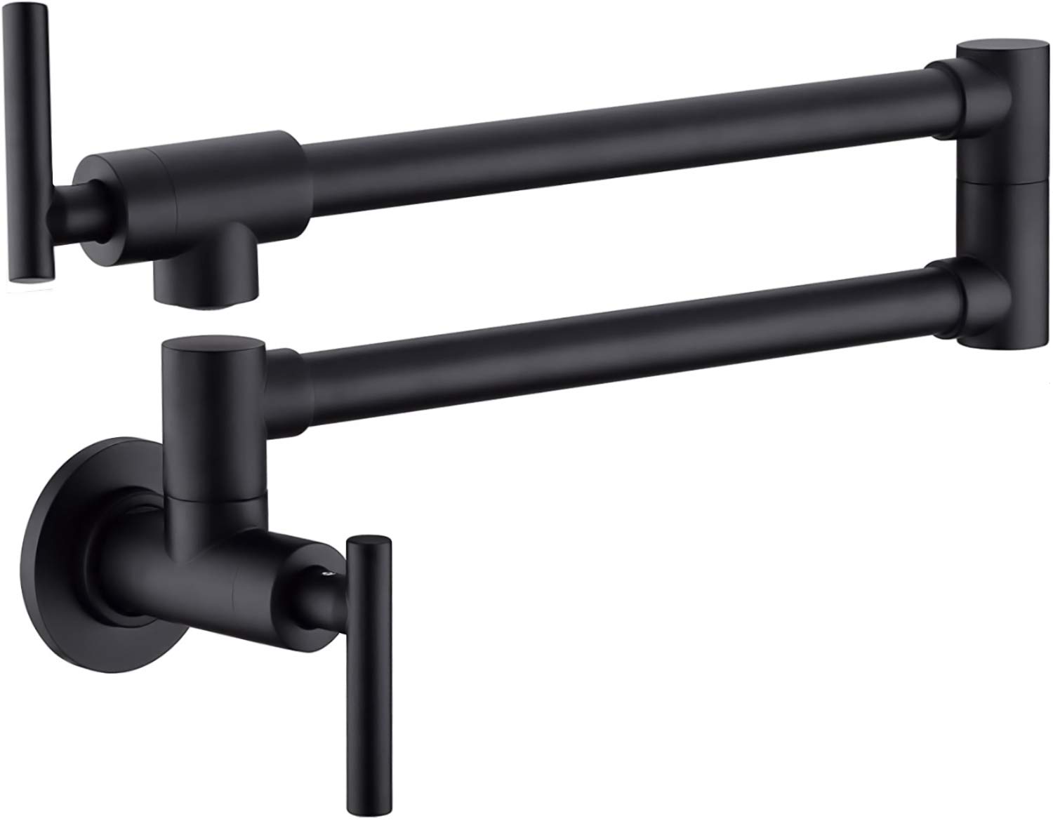 TRUSTMI Pot Filler Faucet Wall Mounted Stainless Steel Kitchen Pot Filler KPF-13012B Dual Stretchable Joint Folding Swing Arm 2 Handle Valve, Matte Black
