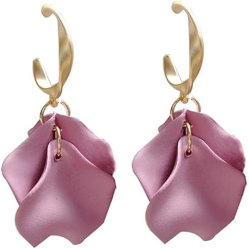 Amazon Co Jp Disuka シルバーニードルスウィートタロウパープルイヤリング小さな花びらのタッセルイヤリングマットテクスチャイヤリング パープル ジュエリー