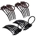 4Pcs Ponytail Bump it UP Volume Inserts Combs Fluffy Hair Comb Hair Styling Tool with Elastic Rubber Band (2 Black+2 Coffee)