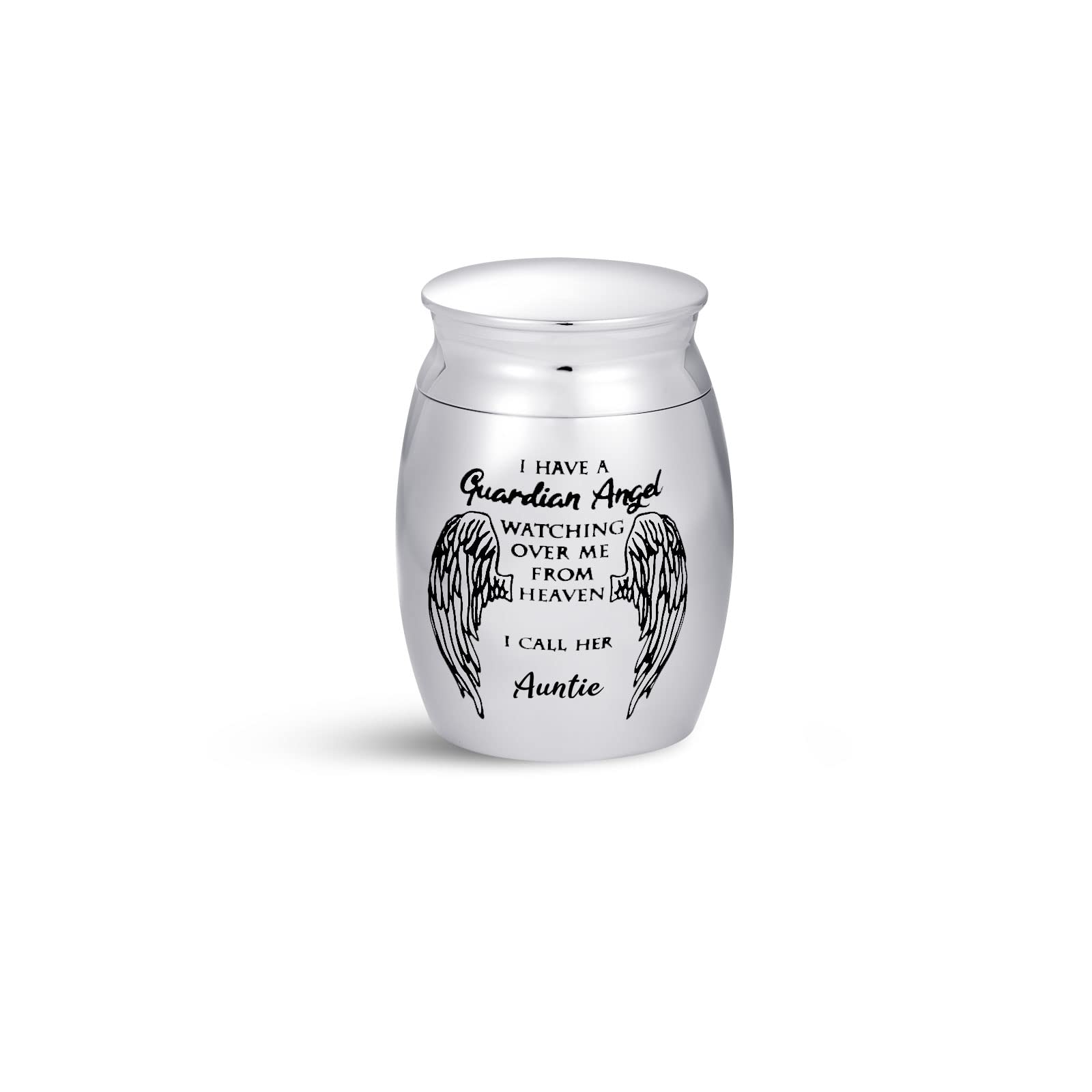 SBI Jewelry Auntie Guardian Angel Small Cremation Urn for Ashes Stainless Steel Aunty Urn Memorial Keepsake Ashes Holder