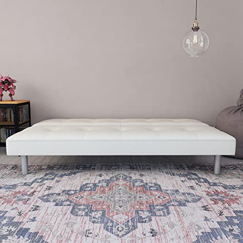 DHP Nola Futon Couch with Tufted Faux Leather Upholstery, Modern Style