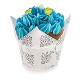 Panificio Premium 1.2-oz Baking Cups: Regular-Petal Paper Baking Cups Perfect for Muffins, Cupcakes or Mini Snacks – Vintage Floral Design – Disposable and Recyclable – 200-CT